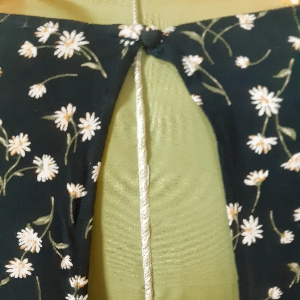 American Eagle XL Black Floral Babydoll Tunic Top Boho Peasant Long Sleeve - Picture 9 of 15